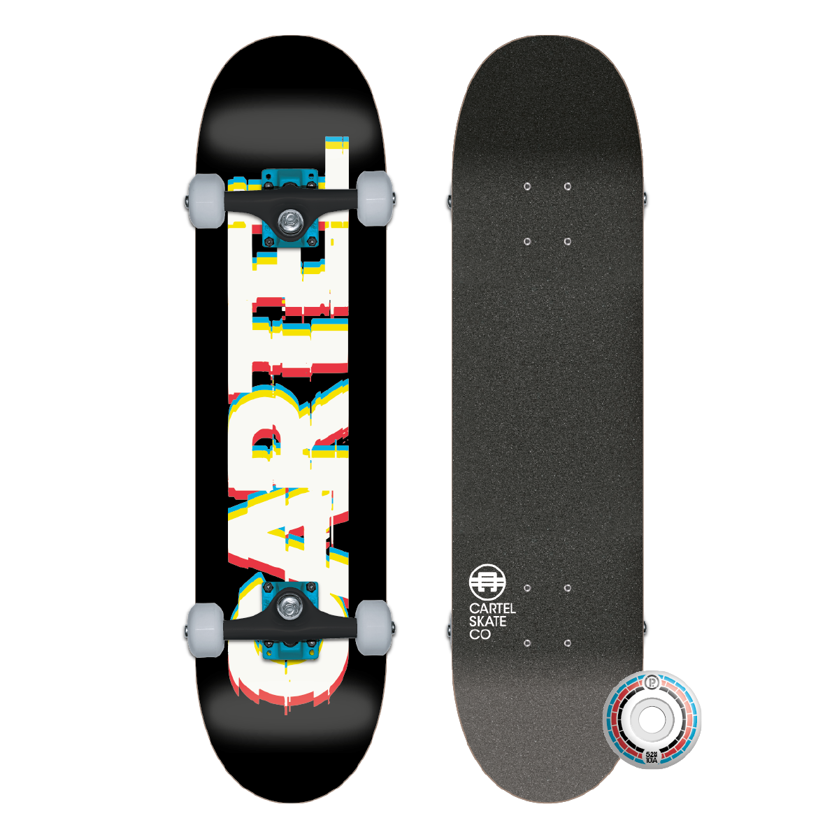 CARTEL SKATEBOARDS - GLITCH - BLACK SKATEBOARD COMPLETE