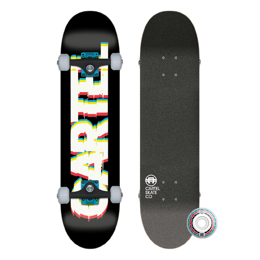 CARTEL SKATEBOARDS - GLITCH - BLACK SKATEBOARD COMPLETE