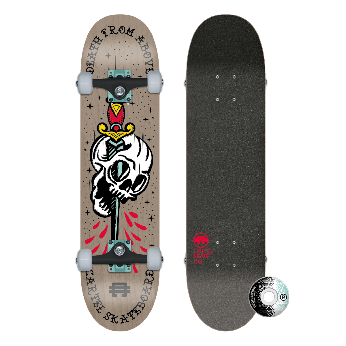 CARTEL SKATEBOARD - ABOVE - GREY SKATEBOARD COMPLETE