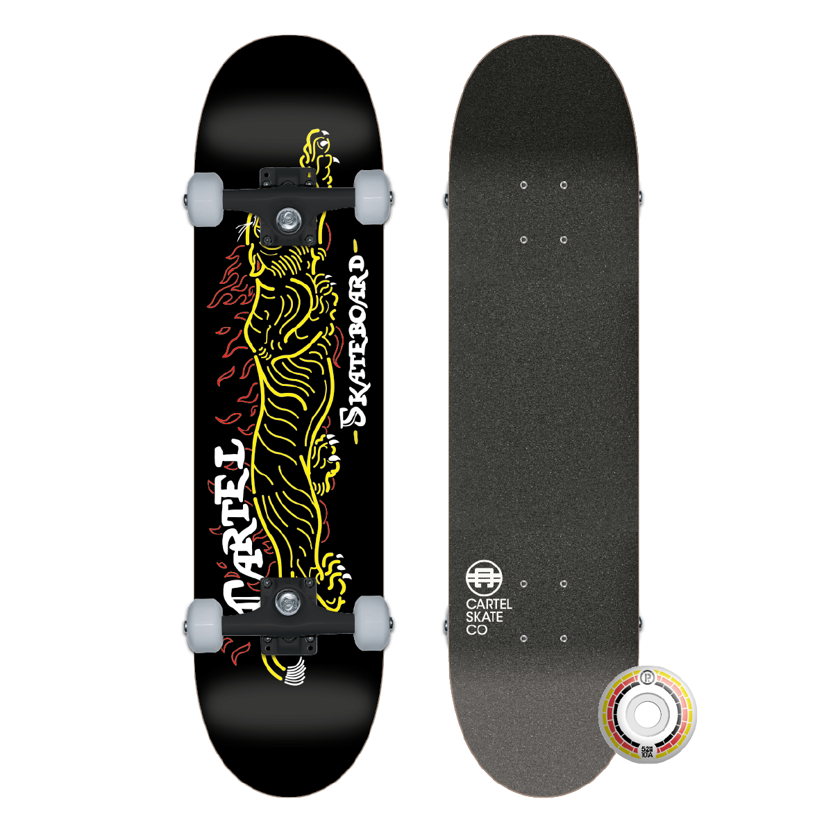 CARTEL SKATEBOARDS - TIGER - BLACK SKATEBOARD COMPLETE