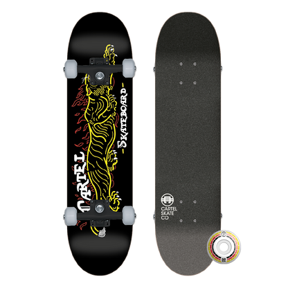 CARTEL SKATEBOARDS - TIGER - BLACK SKATEBOARD COMPLETE